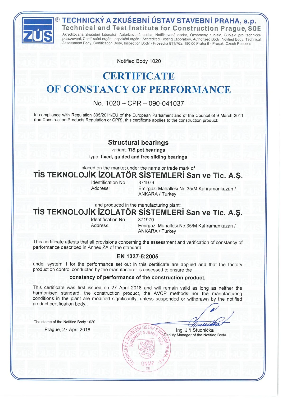 CE Certificate - TPB