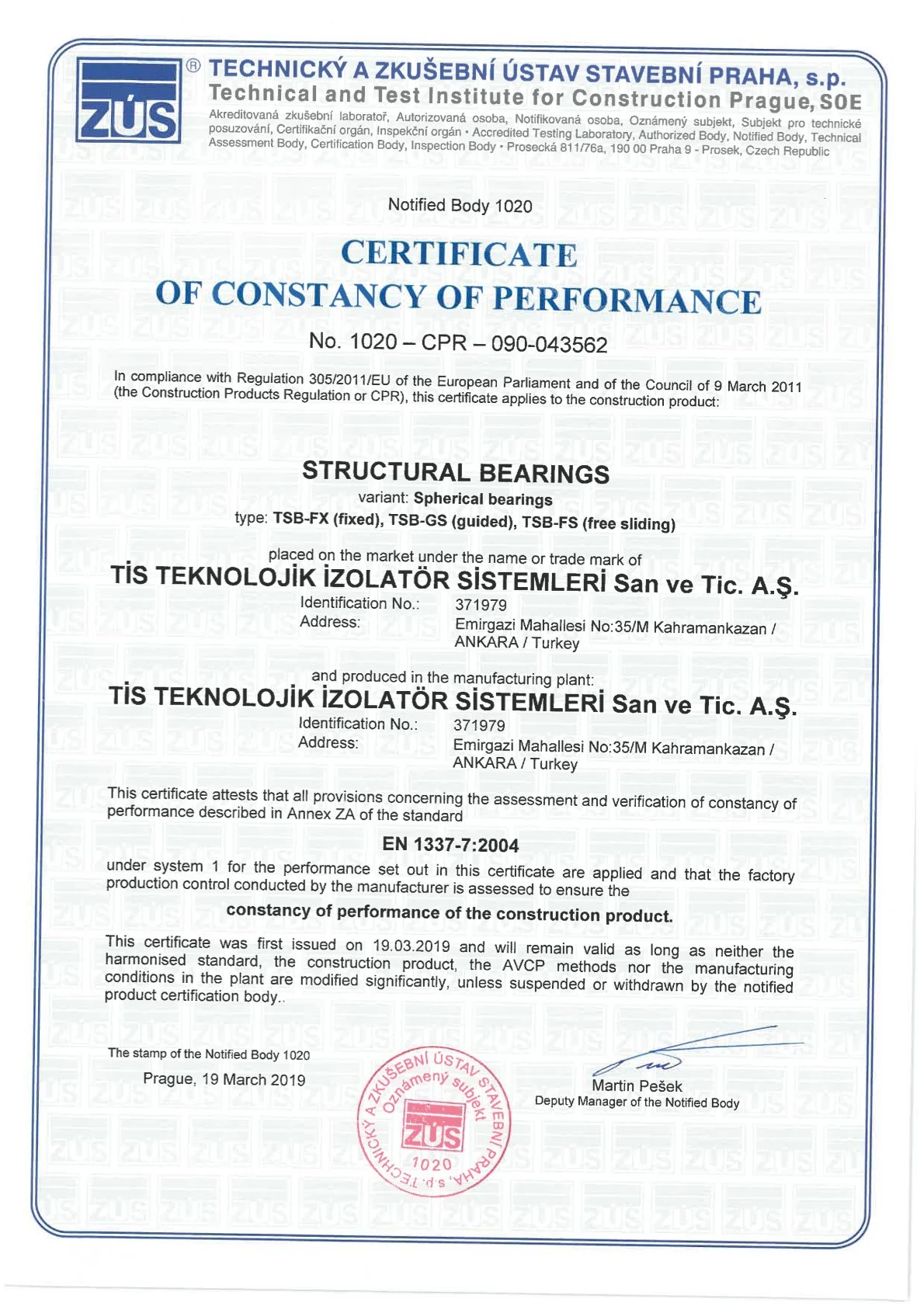 CE Certificate - TSB